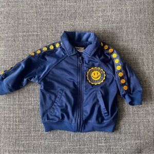 Vintage Joe Boxer Baby Zip Up Blue And Gold Smiley Design 12 Months